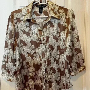 Brown pattern Blouse size small casual/work